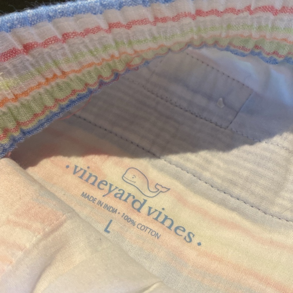 Vineyard Vines Cotton Everyday Pull On Shorts w Pockets Striped Pink Blue LARGE - Picture 4 of 9